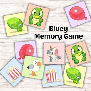 Actividad del juego de memoria Bluey - Descarga instantánea de archivos listos para imprimir en PDF