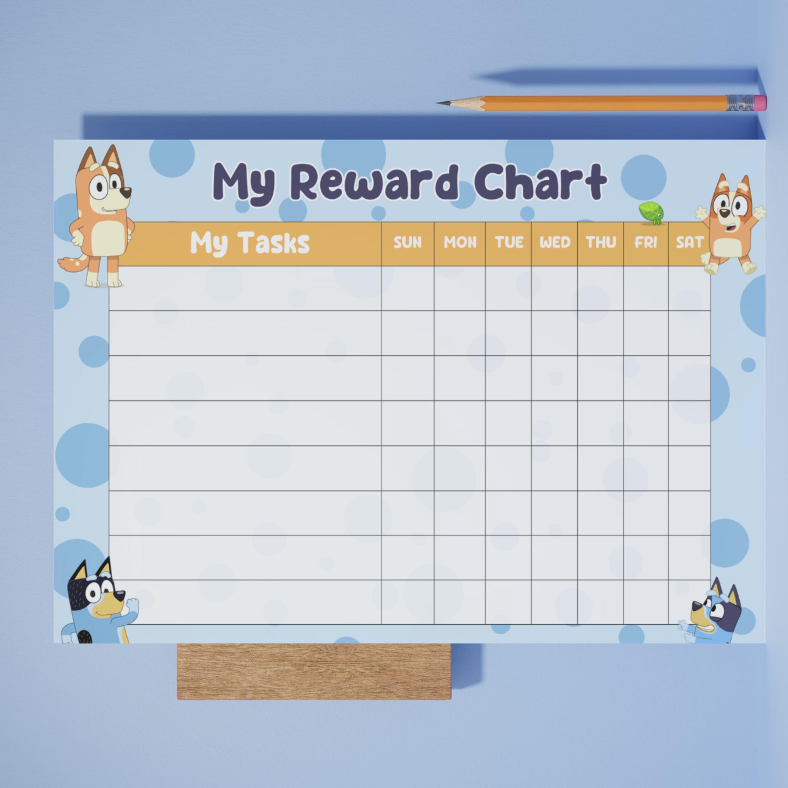 Bluey Reward Chart PDF Printable File Preschool, Kindergarten