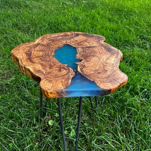 Olive Wood Coffee Table, Custom live edge epoxy resin coffee table,  Uniquely Designed Olive Wood Epoxy Coffee Table, Handmade Natural Wood