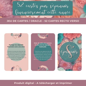 52 cartes oracles à tirer au fil de l’année pour s’inspirer - A imprimer - Spécial budget / épargne avec légèreté & facilité - Format 9x14cm