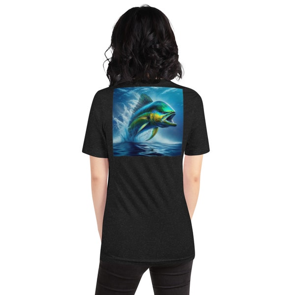 Leaping Mahi Mahi Original Print Unisex Hoodie, Mahi-Mahi Dolphinfish Design Hoodie, Mahi Bonez Mens Fishing Top, Beach Long Sleeve Shir