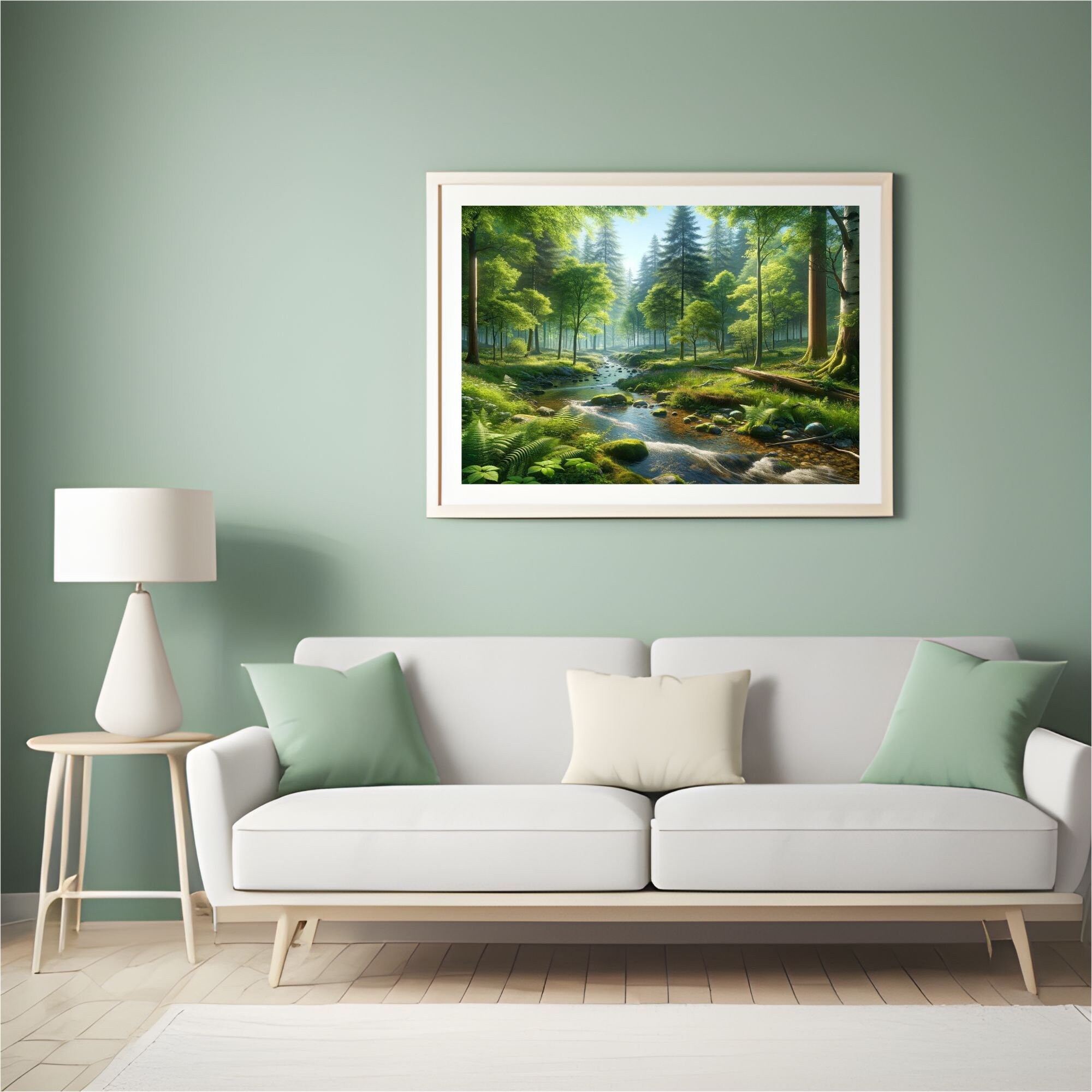 Printable Forest Painting, Natural Landscape Art Print, Forest Wall Art ...