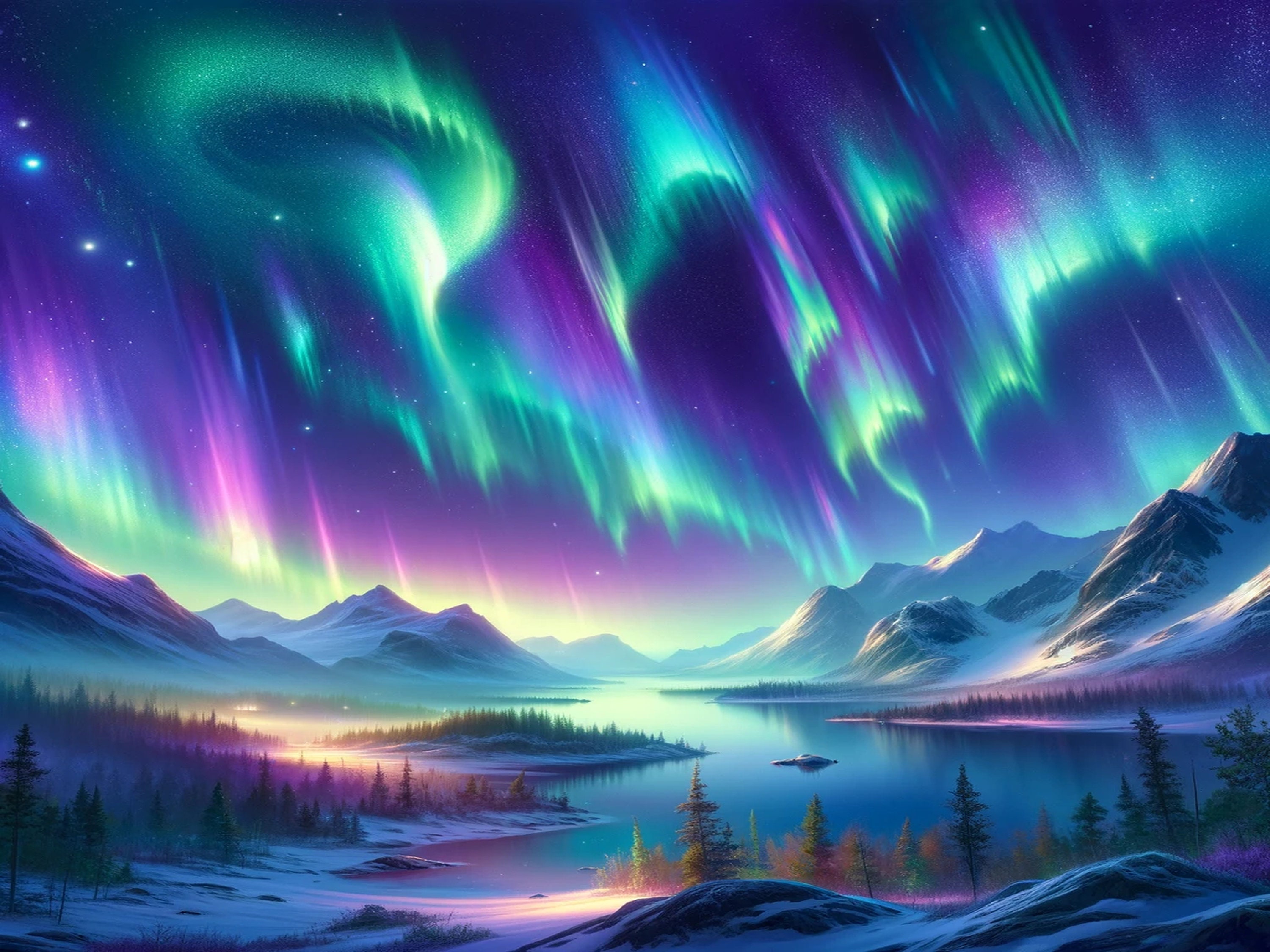 Printable Aurora Borealis Painting Northern Lights Painting Northern Printable Aurora Borealis Painting Northern Lights Painting Northern