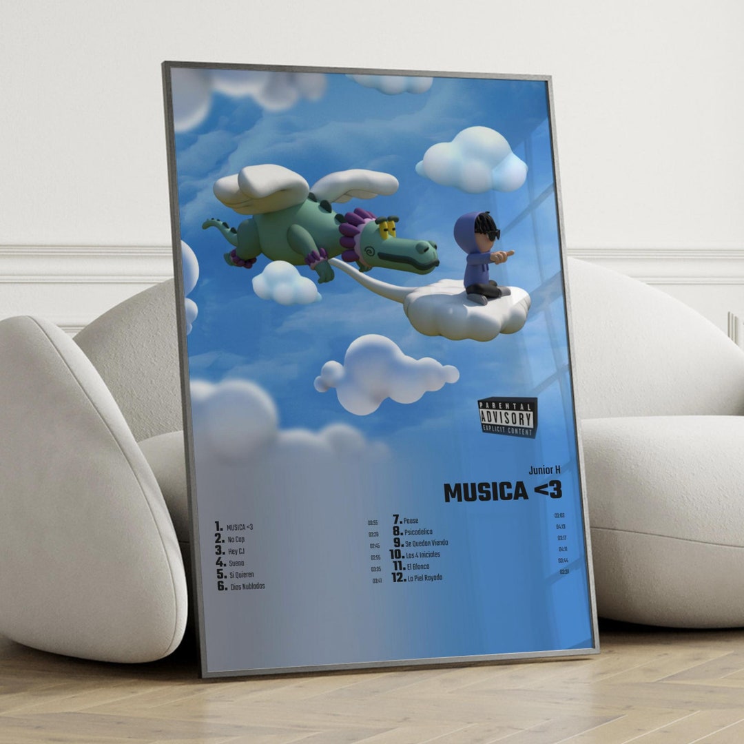 Junior H Musica 3 Album Cover Poster, Wall Art, Junior H, Musica 3 - Etsy