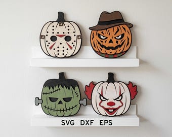 Pacchetto di file SVG a tema zucca per film horror, decorazioni per film di Halloween, file per taglio laser, SVG zucca, SVG Halloween Glowforge, Glowforge, file CNC Xtool