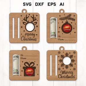 Weihnachten Süßigkeiten und Geldhalter Svg, Schokoladenhalter Svg, Geldklammer Svg, Christmas Glowforge, Weihnachten Laser Cut Datei, Geschenkhalter Svg