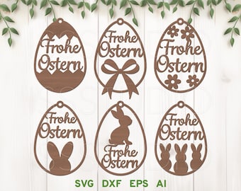 Frohe Ostern Easter Egg Svg, Easter Ornament svg, Easter Rabbit Ears, Easter Bunny svg, Frohe Ostern Svg, Digital File, Easter Door Hanger