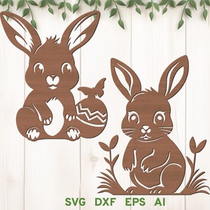 Easter Bunny Laser Cut File, Standing Easter Ornament svg, Easter Rabbit svg, Cute Bunny svg, Bunnies svg dxf, Standing Rabbits svg