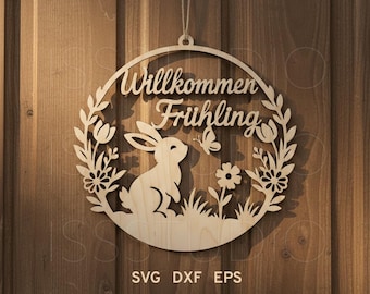 Osterhase Türhänger SVG, Osterhase Schild, Ostern Glowforge Laserdatei, Ostern Cricut Cut Datei, Ostern, Frühling Fenster Deko, Ostern