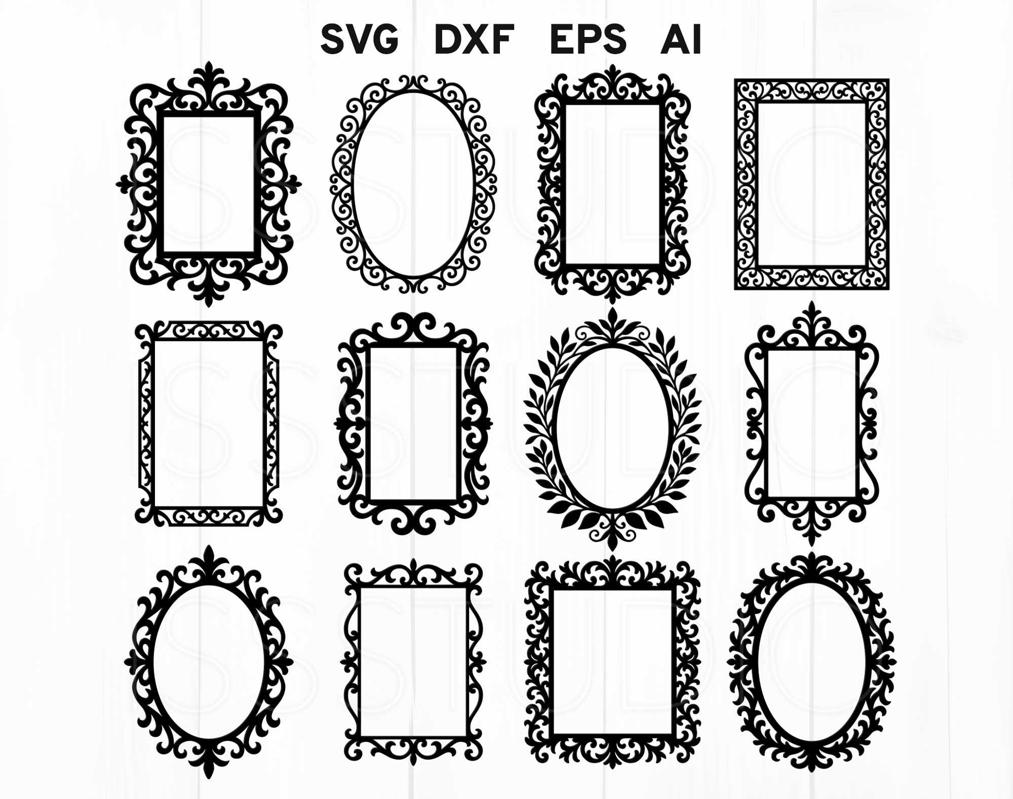 Rectangular Frame Svg Bundle, Decorative Frames Svg, Cricut Frame Svg, Border Svg File, Elegant Frames, Frames Silhouette Svg, Digital File