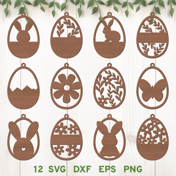 Easter Name Tags svg, Bunny Easter Tag svg, Easter Tags Laser Cut Files, Easter Ornaments svg, Bunny Ornament svg, Easter Hanger svg dxf