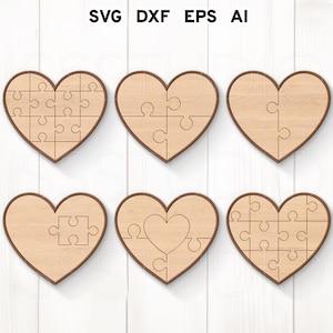 Herz-Puzzle-SVG-Bundle, Valentinstag-Herz-Namensschild, Valentinstag-Svg, Valentinstag-Puzzle, digitale Datei, Glowforge Laser Cut-Datei