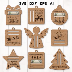 Weihnachts-Geldhalter-Svg-Bundle, Geldhalter-Svg, Geldklammer-Svg, Weihnachts-Glowforge, Weihnachts-Laser-Cut-Datei, Geschenkhalter-Svg