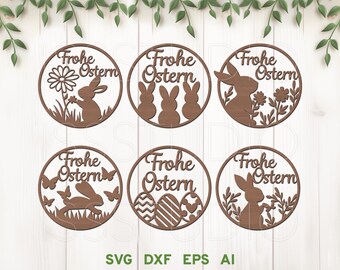 Frohe Ostern Door Wreath Svg, Easter Ornament svg, Easter Rabbit Ears, Easter Bunny svg, Frohe Ostern Svg, Digital File, Easter Door Hanger