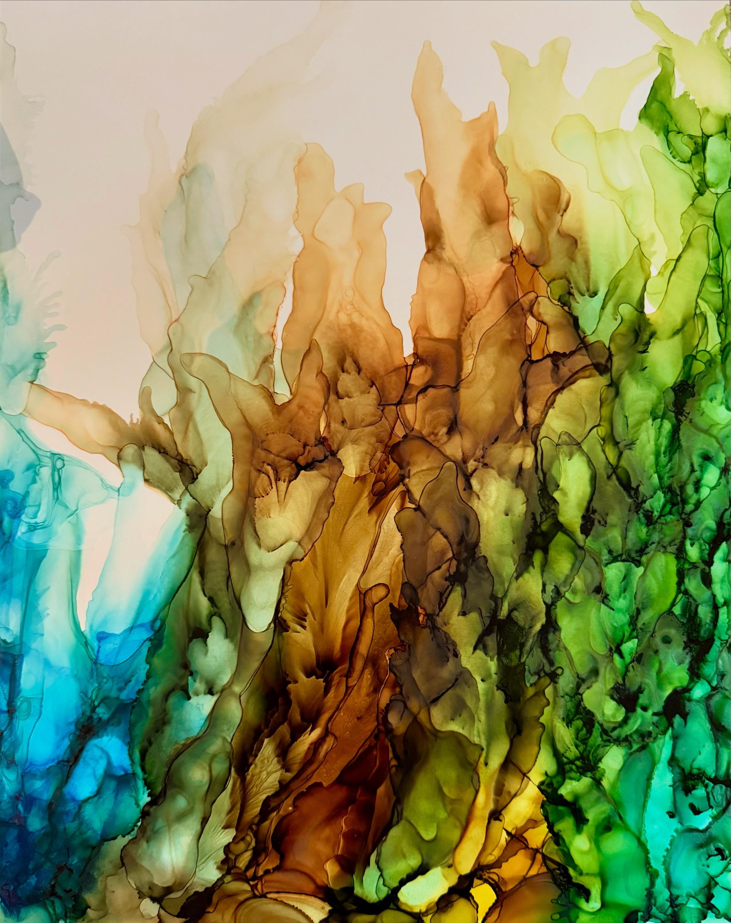 Abstract Alcohol Ink Painting: Translucent Wilds on Yupo Paper