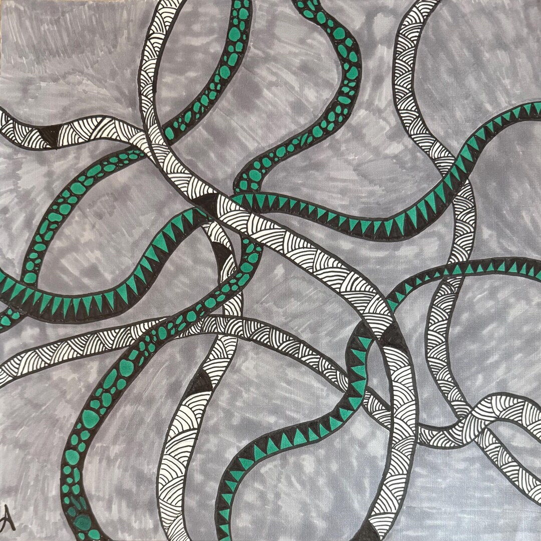Think Ink Patterns Original Ink Drawing: Unraveling Thought Patterns, Linen Paper (12x12 ...