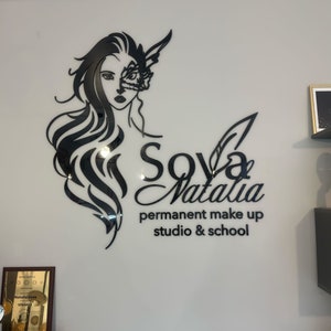 Business Logo Sign Reception Logo Sign Beauty Salon Sign, Laser Cut Logo Sign, 3D Business Sign, Business Signboard, Aesthetic Salon Sign