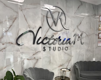 Laser Cut Business Logo Sign: 3D Salon Reception Decor