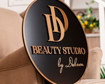 Placa de logotipo comercial redonda 3D personalizada: decoração de salão