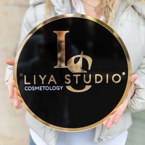 Round Acrylic Logo Sign Custom Business Sign Beauty Salon Sign Office Storefront Personalized Sign Company Commercial Sign Round Sign