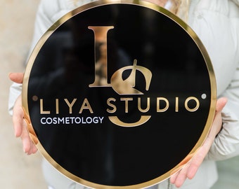 Custom Acrylic Round Logo Sign: Business Storefront, Salon Decor