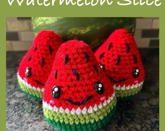Crochet Watermelon Plushie: Handmade Stuffed Fruit Slice