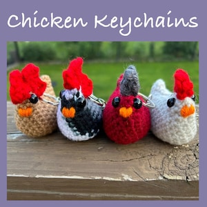 Mini Crochet Chicken Keychain | Mini Chicken Keychain | Crochet Bag Backpack Purse Charm | Fun Unique Gift | Chicken Lovers Gift