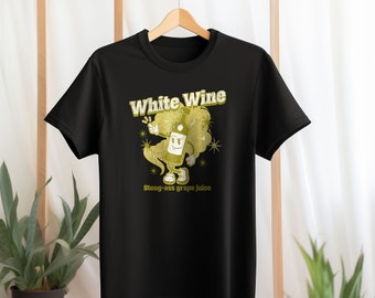 Funny White Wine Shirt - Retro Drinking print, retro funny drinking t-shirt, white wine, sarcastic humour shirt, booze tshirt, pub T-shirt