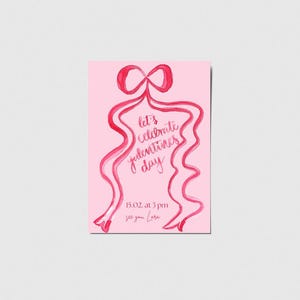Cartão de convite arco do dia de Galentines, convite Dia dos Namorados, cartão pintado à mão Dia dos Namorados, modelo Canva personalizável
