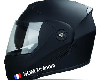 stickers autocollant personnalisé nom prenom drapeau pour velo casque  moto