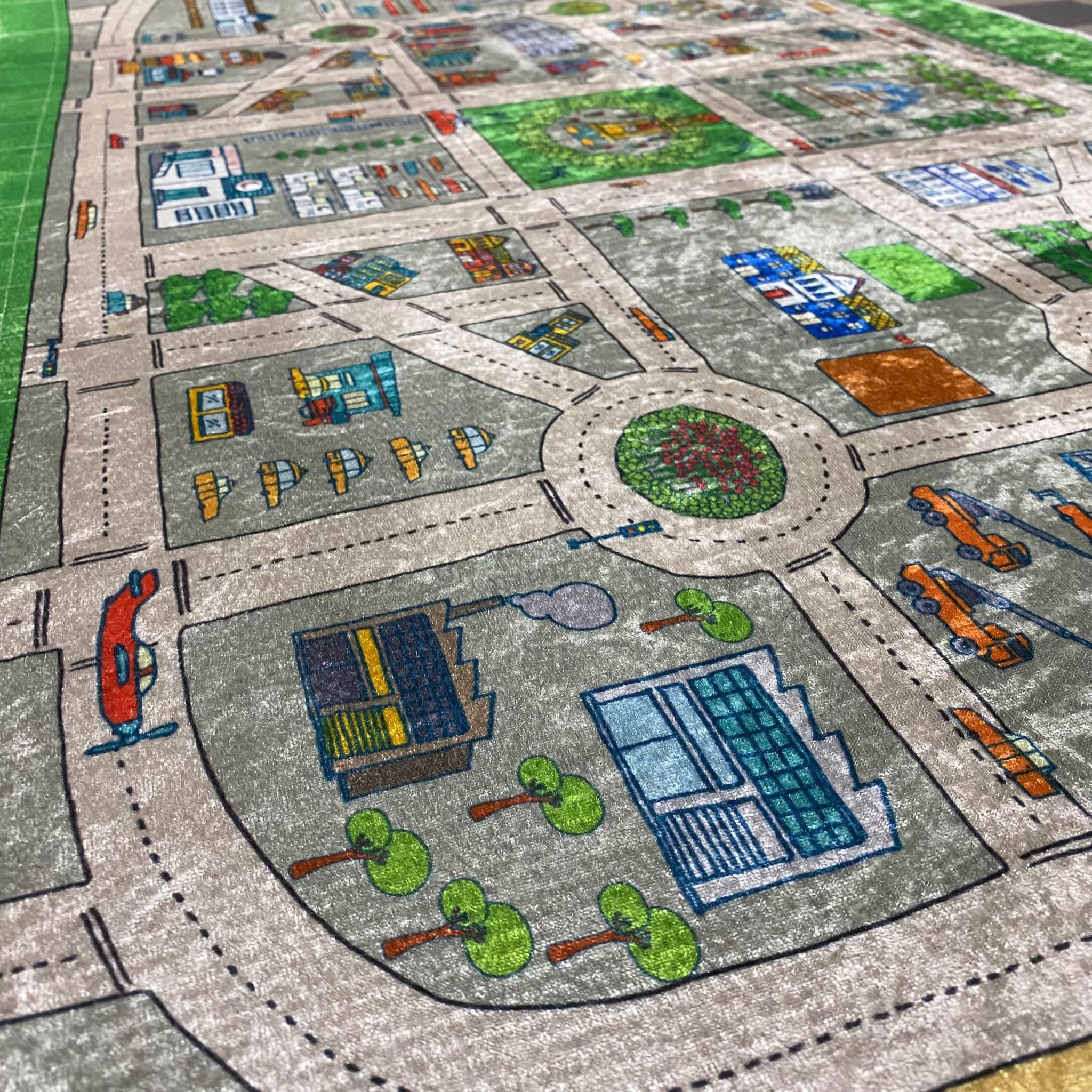 City Map Kids Carpet - Interactive Play Area, 150x100 Cm, Soft and Safe ...