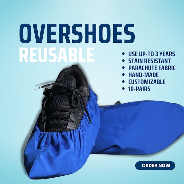 REUSABLE OVERSHOES - 10 Pairs - Enviromental Friendly Galoshes - Bag Included