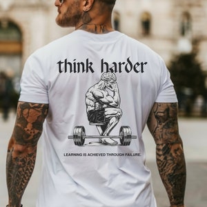 Think Harder Oversized Gym Shirt | Gym Pump Cover, Pump Cover T-Shirt, Funny Gym Shirt, Gift