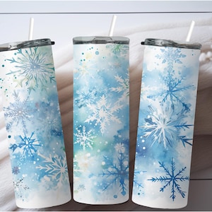 Envoltura para vaso de Navidad con copos de nieve azules - Diseño de vaso de invierno, envoltura para vaso con copos de nieve Png, descarga de envoltura para vaso de vacaciones, vaso con copos de nieve