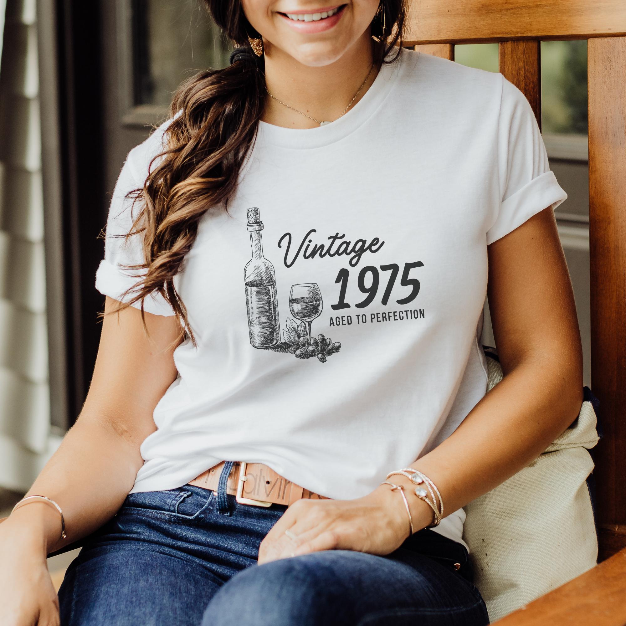 1975 Birthday T-Shirt For Women - 'Vintage Since 1975 Aged Perfection' Distressed Design, 50th Birthday Gift - View #7