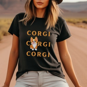 Repeating CORGI blowing gum jersey unisex tshirt | corgi shirt | cute corgi dog | black corgi shirt | teal corgi shirt | animal lover shirt