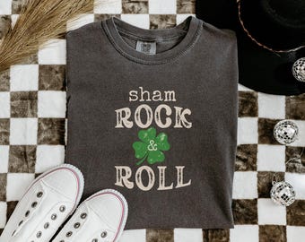 Comfort Colors ® ShamRock and Roll Shirt | St. Patrick's Day Shirt | Shamrock Irish Shirt | Vintage Shamrock Shirt | Retro Rock and Roll