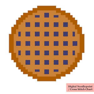 Blueberry Pie digitaal borduurpatroon, kruissteekpatroon voor tasbedel, magneet, miniatuurornament