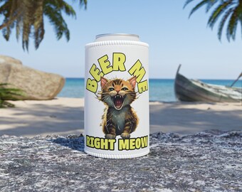 Beer Me Right Meow (Angry Cat) Can Cooler