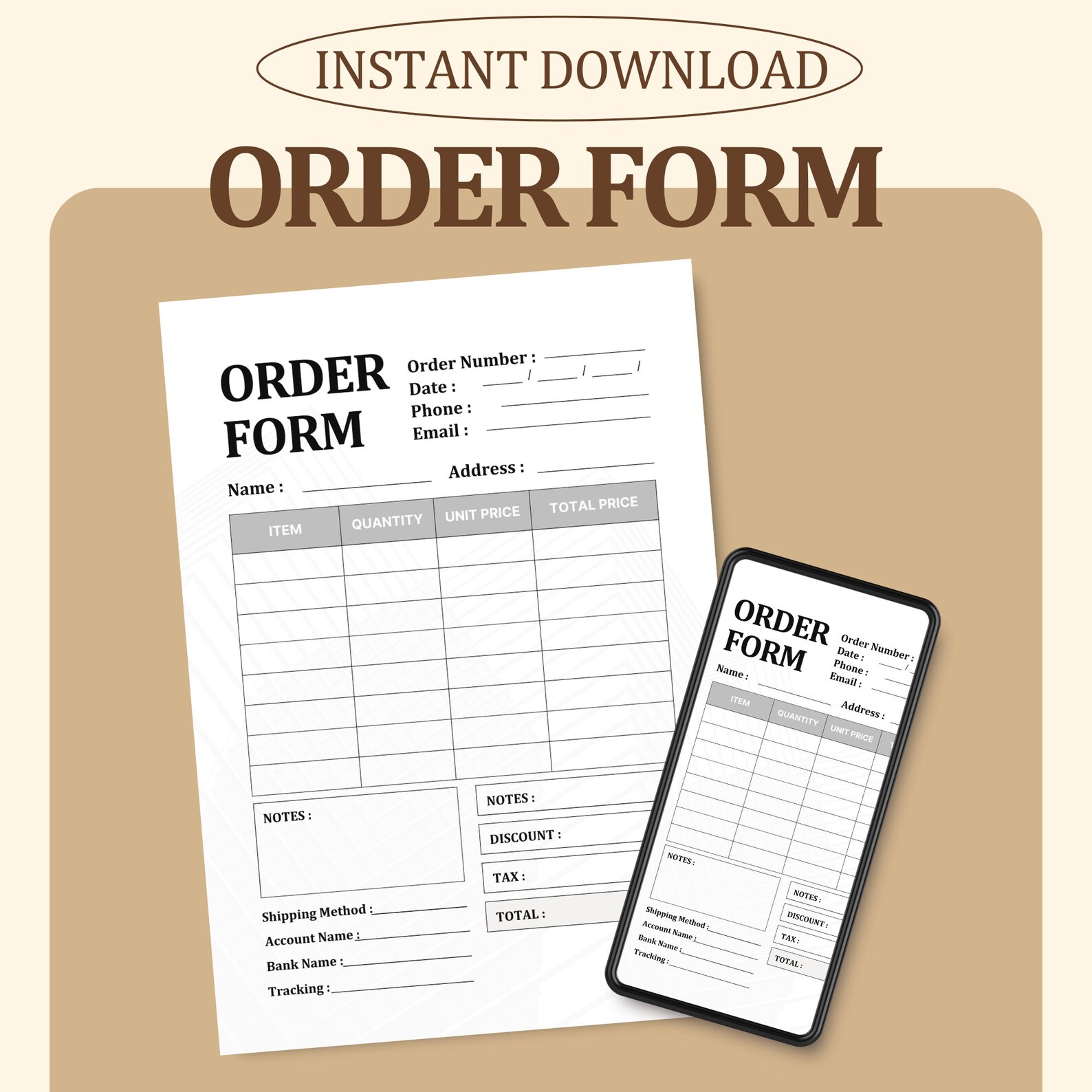 Printable Order Form for Small Business Editable Craft Order Form ...