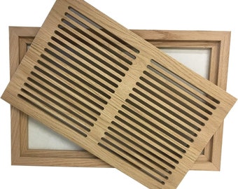 Solid Hardwood Slotted Flush Mount Floor Register with Frame