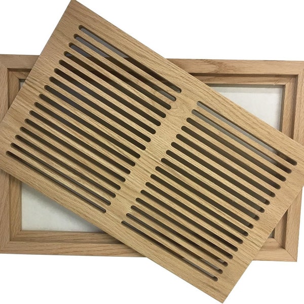 Solid Hardwood Slotted Flush Mount Floor Register with Frame