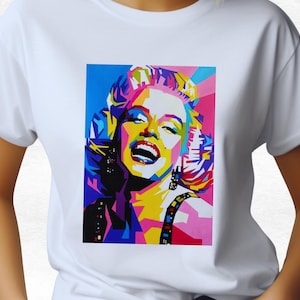 Colorful Marilyn Monroe T-Shirt – Retro Pop Art Shirt, Smiling Face Graphic Tee, Vintage Hollywood Gift for Her