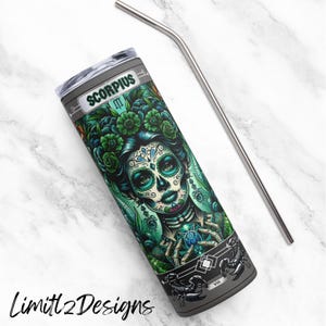 Scorpio Tarot Tumbler Cup, Horoscope Drinkware, Halloween Scorpio Mug, Zodiac Gifts for Scorpios, Astrology Tumbler&quot;