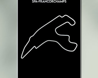 Cartel circuito Belgica, Spa-Francorchamps , Formula 1, arte de pared formula 1, impresión digital F1, Cartel de Formula 1 Minimalista F1