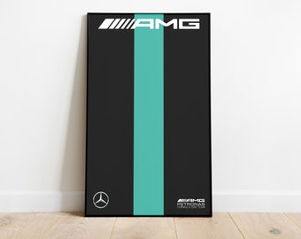 Mercedes AMG F1 poster, Technic compatible, Formula 1, formula 1 wall art, F1 digital print, Minimalist F1 Formula 1 Poster