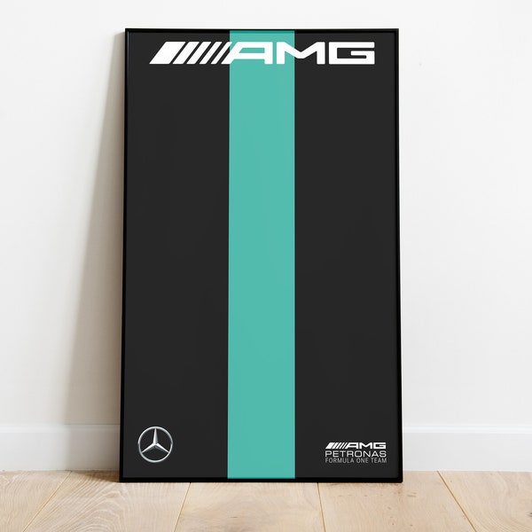 Mercedes AMG F1 poster, Technic compatible, Formula 1, formula 1 wall art, F1 digital print, Minimalist F1 Formula 1 Poster