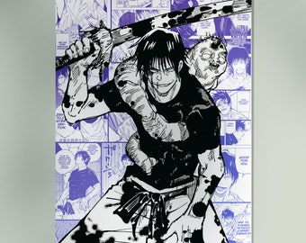 Jujustu Kaisen Toji Fushiguro poster, Anime impresión de pared, arte de Jujutsu kaisen, impresión digital, Cartel de Animen Minimalista Toji