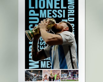 Cartel Messi Argentina World cup 2022, Lionel Messi, Futbol, Messi arte de pared, impresión digital, Cartel de Messi Minimalista, Argentina