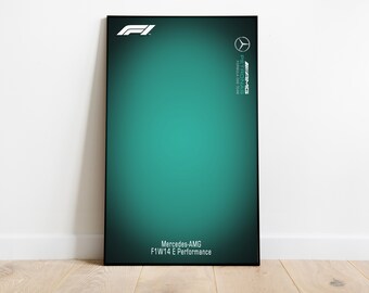 Affiche Mercedes AMG F1, compatible Technic, Formule 1, art mural formule 1, impression numérique F1, affiche minimaliste F1 Formule 1